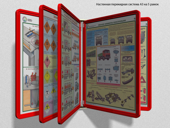 Настенная перекидная система а3 на 5 рамок (красная) - Перекидные системы для плакатов, карманы и рамки - Настенные перекидные системы - vektorb.ru
